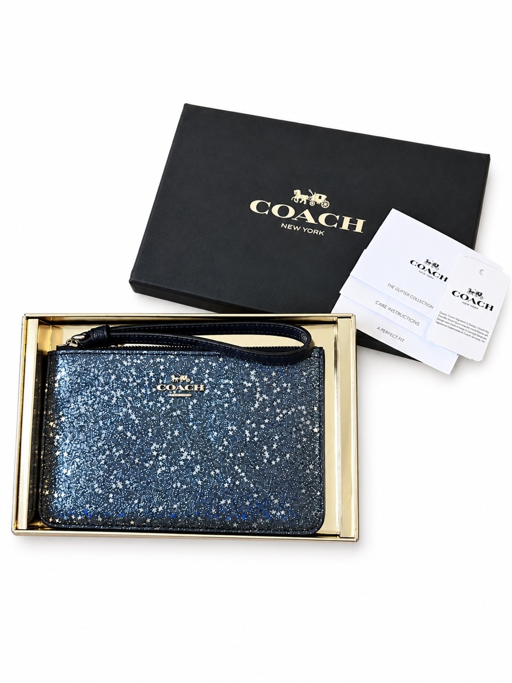 NWT midnight blue coach wristlet